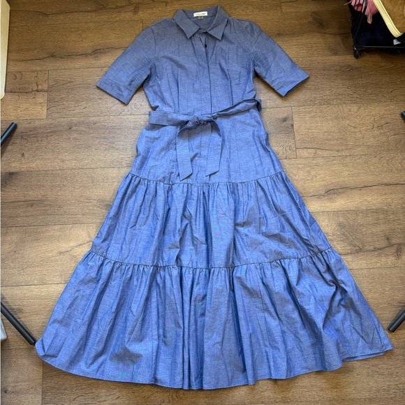 CALVIN KLEIN collared belted dress midi - Picture 2 of 11
